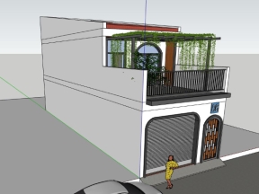 Nhà ở 2 tầng 5.4x17.3m file sketchup