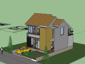 Nhà ở 2 tầng 8.6x9m model sketchup