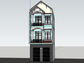 Nhà ở 3 tầng 5.5x11m file sketchup đẹp mắt