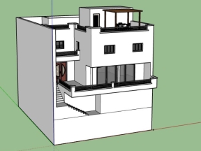 Nhà ở phố 2 tầng 13x17m model su 