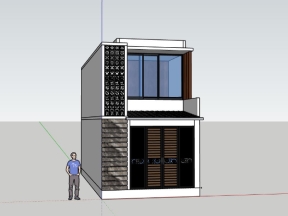 Nhà ở phố 2 tầng 4x8.5m dựng model su đẹp