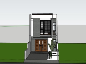 Nhà ở phố 2 tầng 6x23m dựng model su việt nam đẹp