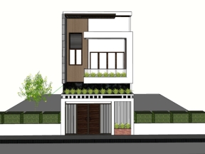 Nhà ở phố 2 tầng 7.5x19.8m model sketchup