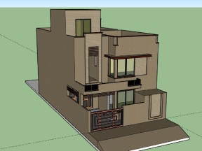 Nhà ở phố 2 tầng 7.6x15m dựng model .skp