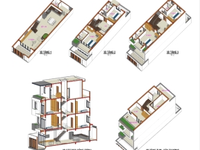 Nhà ở phố 2 tầng revit 5x16.8m