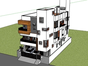 Nhà ở phố 3 tầng 10x20m model .skp