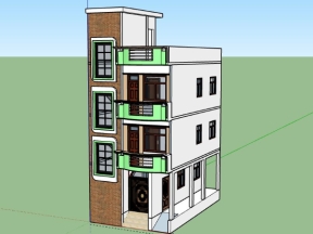 Nhà ở phố 3 tầng 5.6x7.8m model .skp