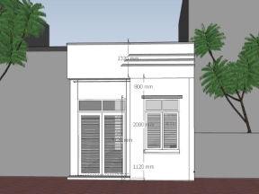 Nhà phố 1 tầng 5x9.6m file sketchup