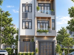 Nhà phố 2 tầng + 1 tum, kích thước 7mx16m, diện tích 112m2 (Full bộ môn kiến trúc, kết cấu, điện, nước))