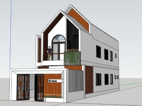 Nhà phố 2 tầng 6x23m model sketchup