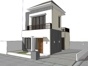 Nhà phố 2 tầng 6x9m model sketchup đẹp