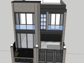 Nhà phố 2 tầng 8.8x11.6m model sketchup