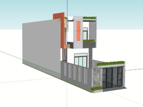 Nhà phố 2 tầng model sketchup 5x19m