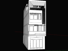 Nhà phố 3 tầng 1 tum kích thước 5x20 model sketchup