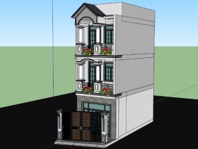 Nhà phố 3 tầng 4.1x8.7m model sketchup