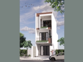 Nhà phố 3 tầng 4.5x20m (full hồ sơ thi công kiến trúc, kết cấu, điện nước)