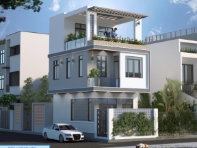 Nhà phố 3 tầng 5.3x9m full kiến trúc, KC, ĐN, Sketchup