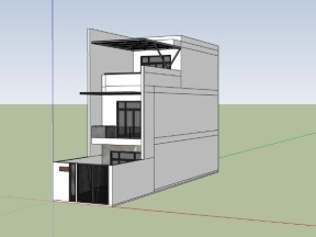 Nhà phố 3 tầng 5x15.7m sketchup