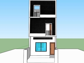 Nhà phố 3 tầng 5x15m model sketchup