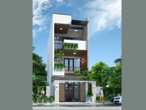 Nhà phố 3 tầng 5x17.2m (full hồ sơ thi công kiến trúc, kết cấu, điện nước)