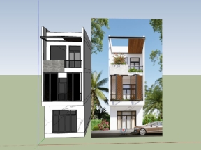 Nhà phố 3 tầng 5x20m file 3d