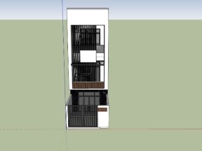 Nhà phố 3 tầng 5x20m sketchup việt nam