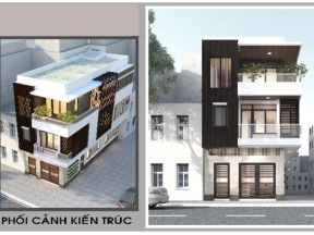Nhà phố 3 tầng 6x16m gồm kiến trúc, kết cấu, điện, nước và phối cảnh