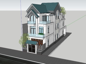 Nhà phố 3 tầng 6x26m model sketchup