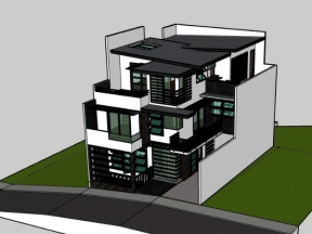 Nhà phố 3 tầng 9x13m dựng model su 