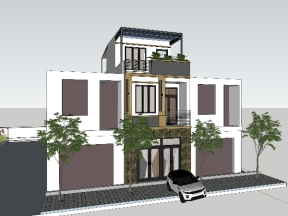 Nhà phố 3 tầng hiện đại 4x14.25m file sketchup 2021