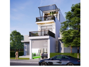 Nhà phố 3 tầng hiện đại 4x23.9m - Full File CAD + Sketchup (Bản vẽ thi công)