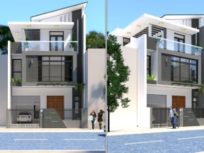 Nhà phố 3 tầng 6x16m - Thiết kế hiện đại, đầy đủ File CAD & mặt bằng