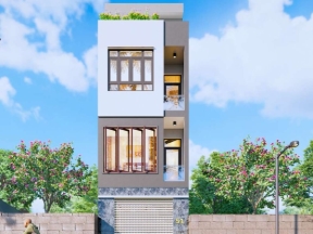 Nhà phố 3 tầng mái bê tông cốt thép với 4 phòng ngủ tiện nghi 4x12m