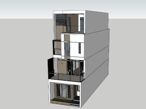 Nhà phố 4 tầng 5x19m mẫu File 3d sketchup