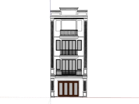 Nhà phố 4 tầng 6.25x12.75m model sketchup