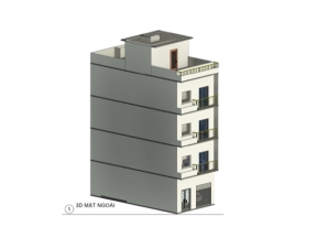 Nhà phố 4 tầng 6x13.4m và 1 tum file revit