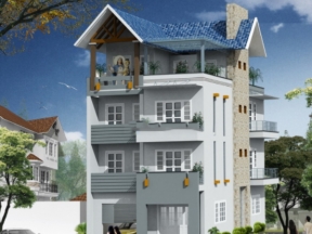 Nhà phố 4 tầng diện tích 7.7x14m model kiến trúc