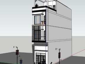 Nhà phố 4 tầng dựng model sketchup 3.9x20m