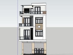 Nhà phố 4 tầng kích thước 6.7x8.1m dựng model .skp