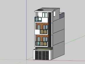 Nhà phố 5x16.9m model sketchup