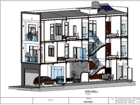 Nhà phố 5x20m 3 tầng file revit