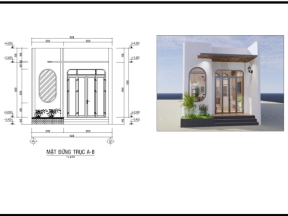 Nhà phố cấp 4.5x25m chi tiết hồ sơ kiến trúc, kết cấu, điện nước