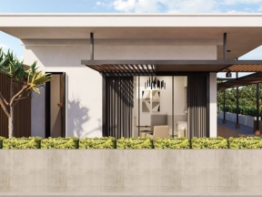 Nhà phố mái bằng 2 tầng cao cấp model sketchup