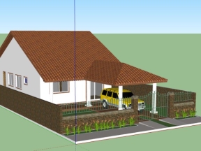 Nhà trệt diện tích 7x13m dựng model sketchup 