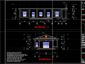 Nhà văn hóa khu phố 10x20m đầy đủ kiến trúc, kết cấu, điện nước