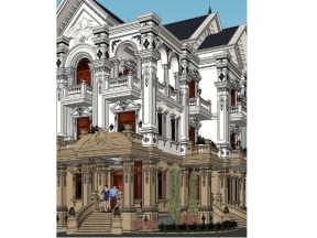 Phối cảnh mẫu biệt thự 3 tầng tân cổ điển su