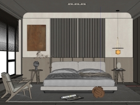 Phòng ngủ căn hộ dựng trên model sketchup