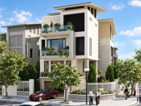 Phương án biệt thự 3 tầng 9x16m – Mặt bằng, mặt đứng, mặt cắt và phối cảnh