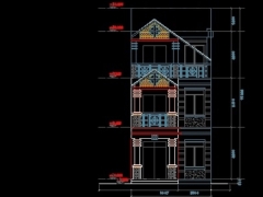 Phương án kiến trúc nhà ở phố 3 tầng diện tích thiết kế 5.5x12m
