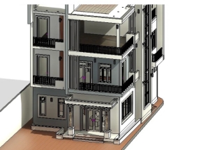Revit kiến trúc và kết cấu nhà ở phố 3 tầng 8×13.5m